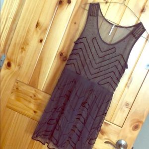 Free People Charcoal Embellished Slip Dress